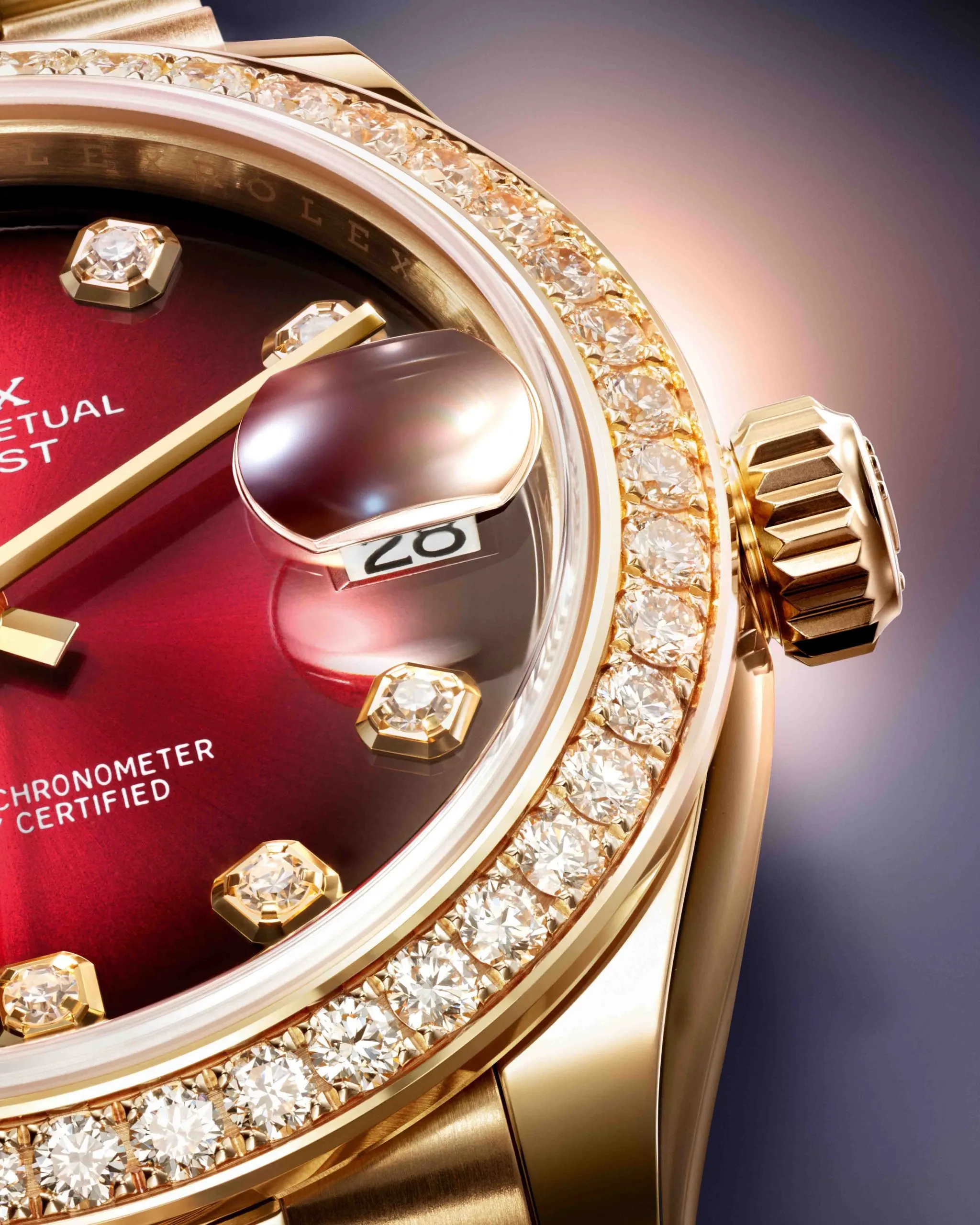The diamond-set bezel of the Oyster Perpetual Datejust 31.