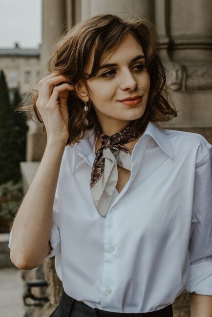 shirt + silk scarf