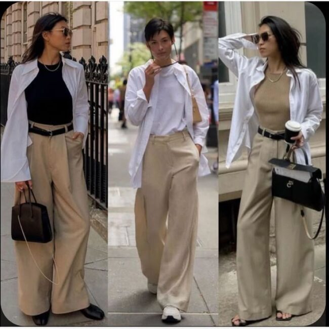shirt + wide leg pants